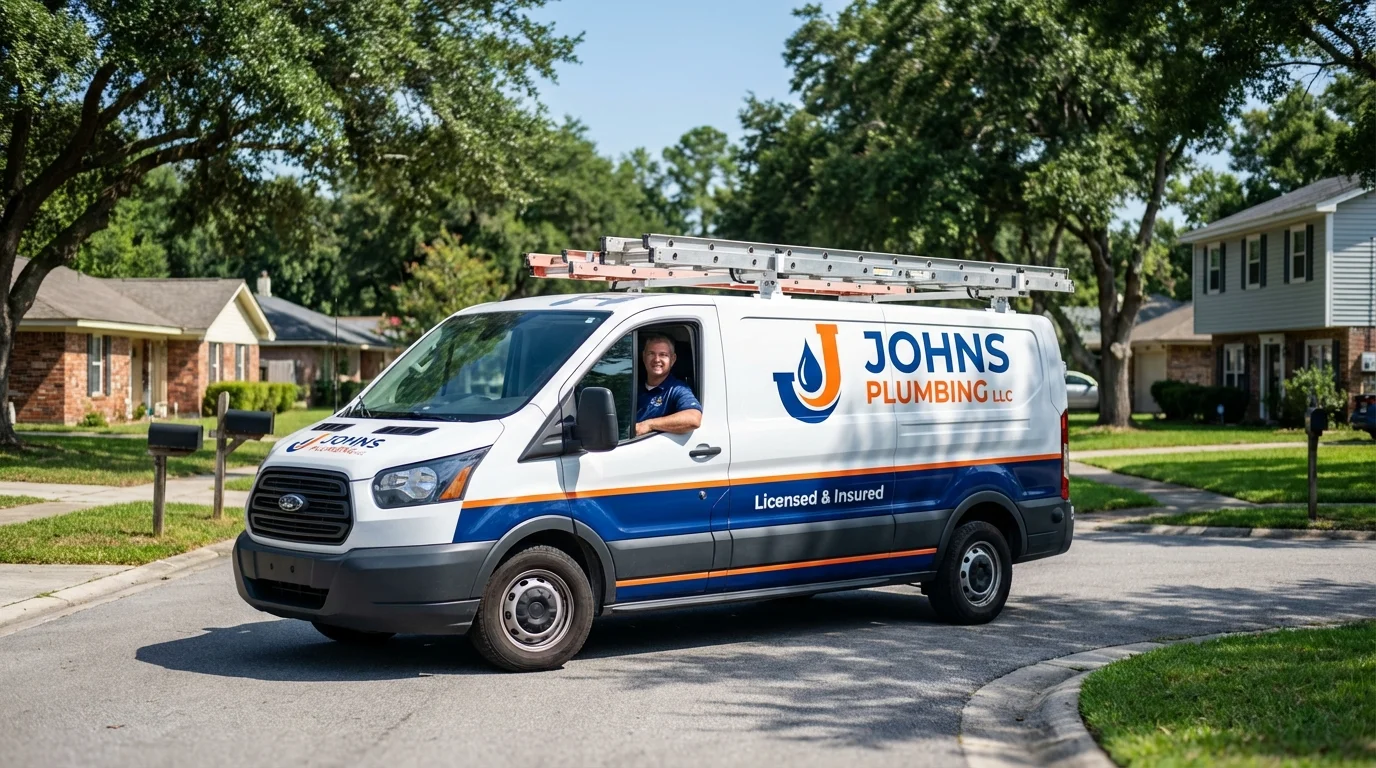 Johns Plumbing LLC service van in North Fort Myers, FL