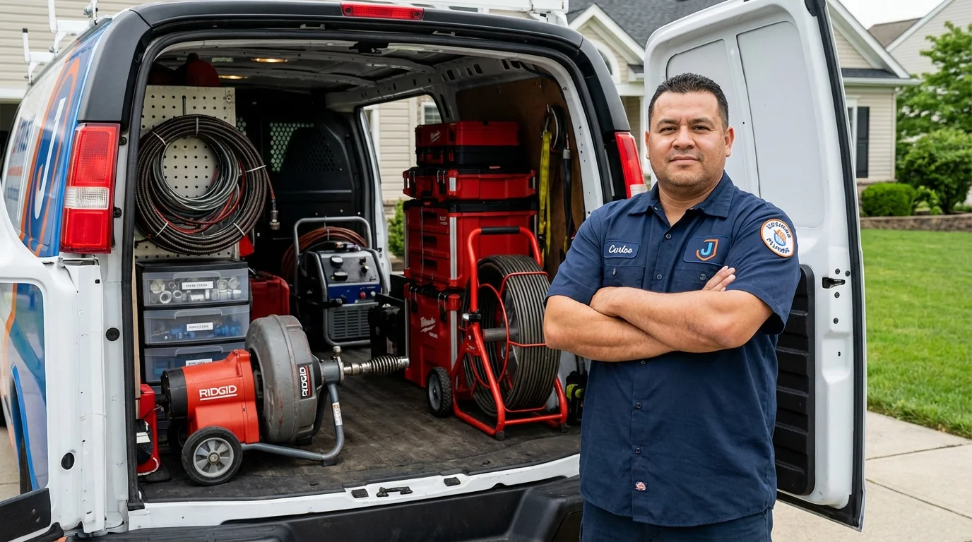Professional drain cleaning equipment and Johns Plumbing LLC plumber in North Fort Myers