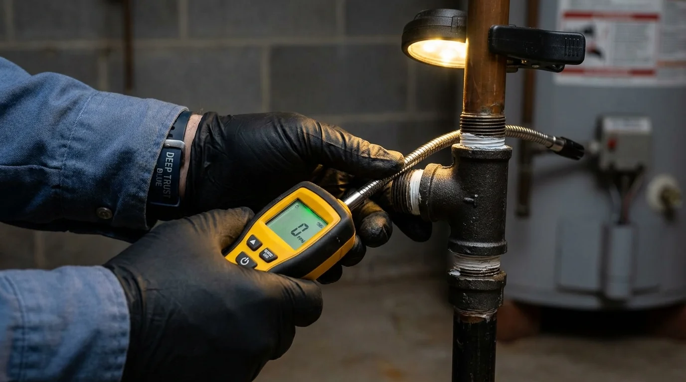 Gas leak detection with electronic sniffer by Johns Plumbing LLC in North Fort Myers