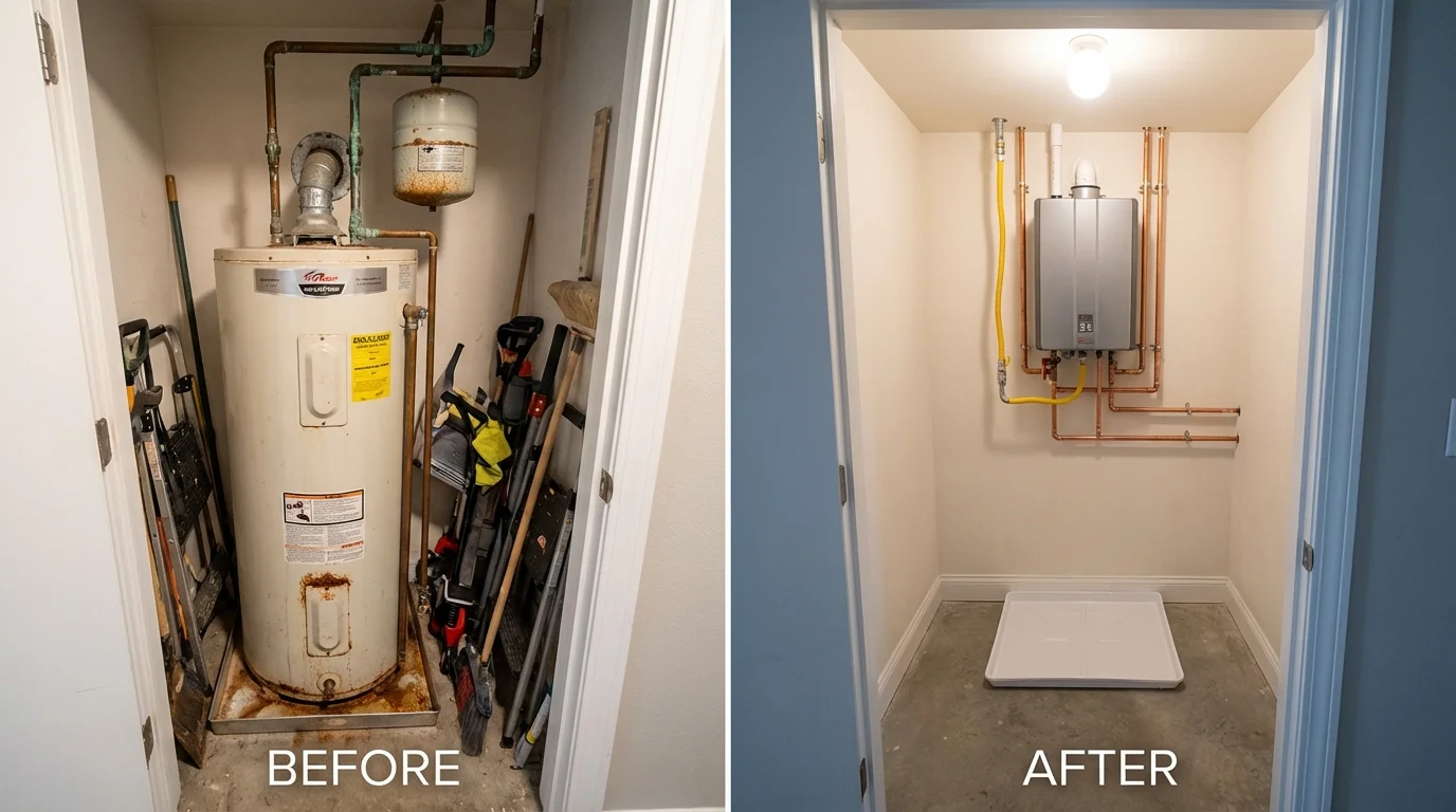 Tank water heater versus wall-mounted tankless unit comparison for North Fort Myers, FL homeowners