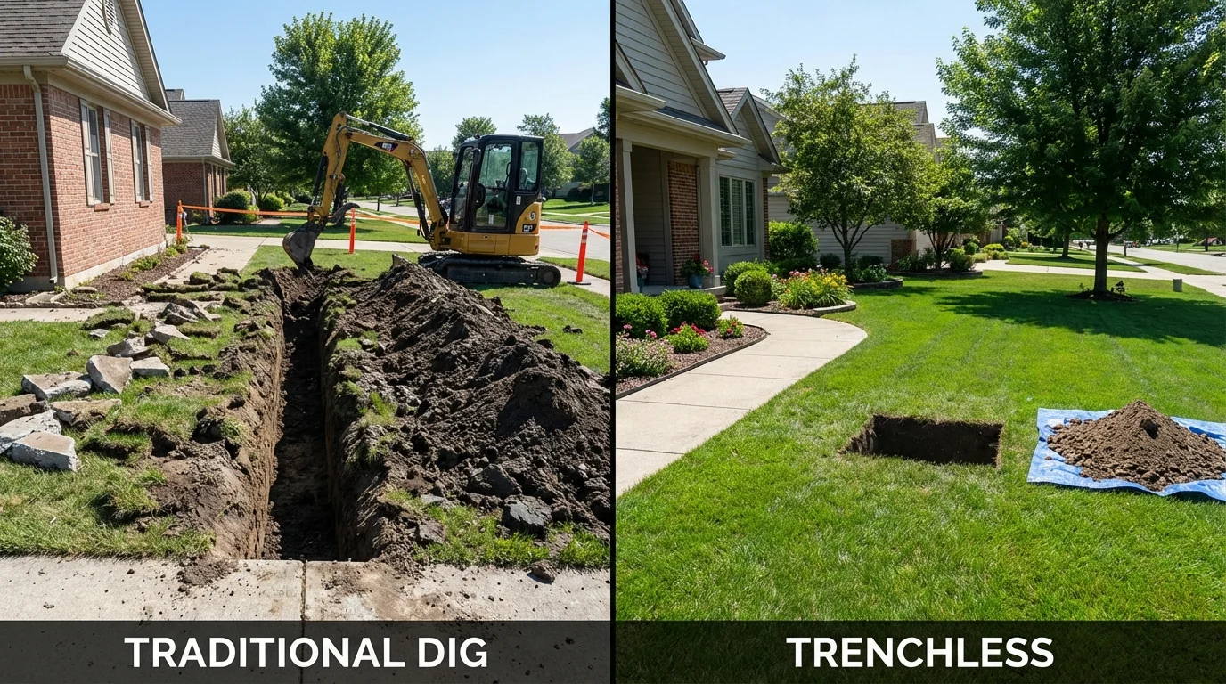 Trenchless sewer repair with minimal yard damage versus traditional excavation in North Fort Myers, FL